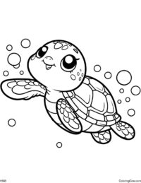 Cute Sea Turtle Coloring Page (Free Printable PDF) likecoloringpage🎖️