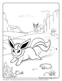 Desert Fun with Vaporeon Coloring Page