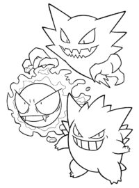 Gastly pokémon evolution coloring sheets