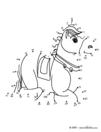 Laying horse dot to dot game coloring pages - Hellokids.com