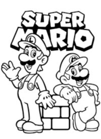 Mario and Luigi digital download coloring pages Super Mario Bros