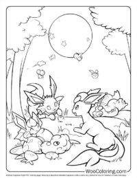 Mystical Vaporeon Night Coloring Page