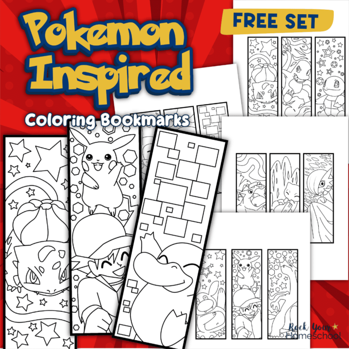 Pokemon Bookmarks to Color