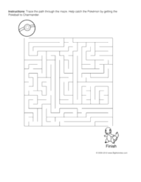 Pokemon - Hard Maze Worksheet (Pokeball and Charmander)