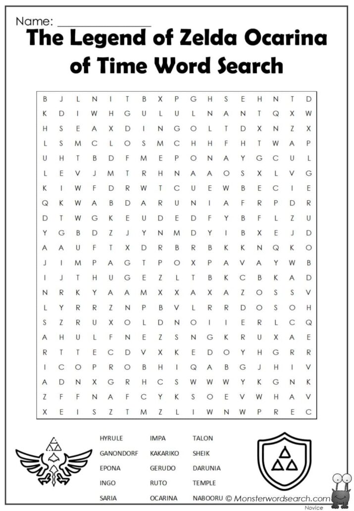 The Legend of Zelda Ocarina of Time Word Search