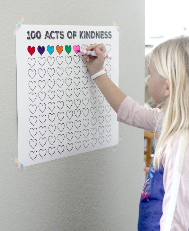 100 Acts of Kindness Free Printable Countdown Poster