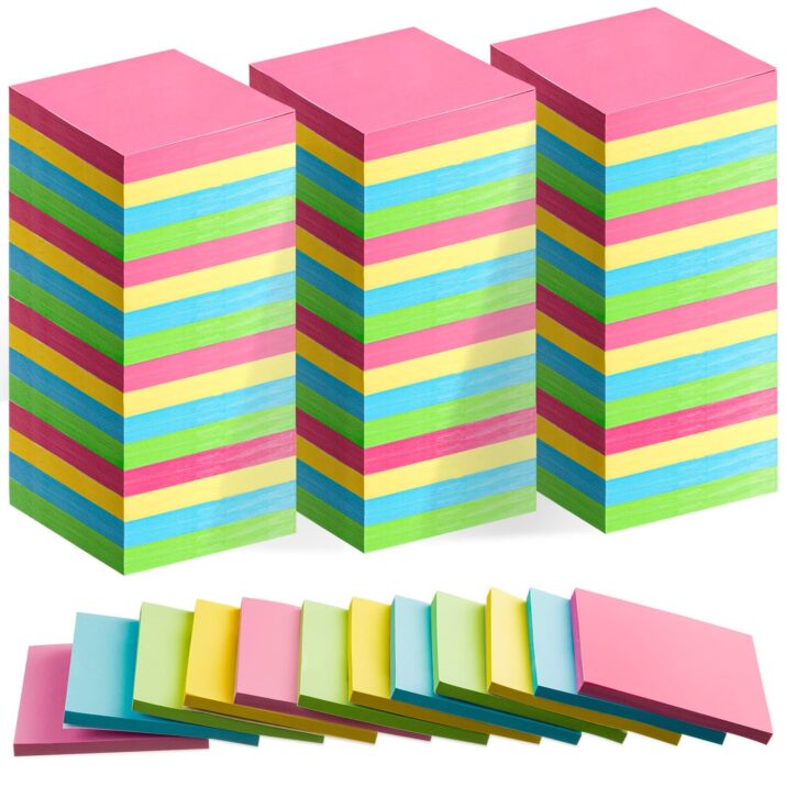 120 Pads Sticky Notes Multi Colors Self Stick Pads Pink Yellow Green Blue Paper Note Pads Memo for Office School Home Notebook Supplies(Simple Color, Solid)