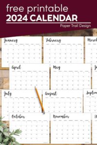 2024 Calendar Printable Free Template | Paper Trail Design