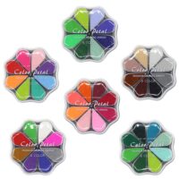 48 Colors Craft Ink Pads, 6 Packs Washable Finger Ink Pads for Paper Wood Fabric Pigment Stamping, Rainbow Flower Petal, Box Packed Gift for Kids Scrapbook, Card Making (13 to 18)