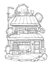 Adorable Storefront Coloring Printables, Bundle, Cute Storefronts, Procreate, Jp