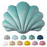 Ashler 3D Throw Pillows Shell Shaped Accent Throw Pillow, Soft Velvet Insert Included Cushion for Couch Bed Living Room, Pack of 1, Turquoise, 14 X 11 inches