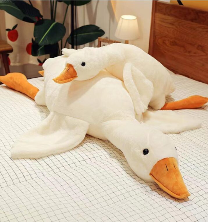 Bacmaze Goose Stuffed Animal Plush Pillow Big Duck Plushies Doll Cute Toy Goose Plush Xmas Gifts 20'' (51.2inch, White Goose)