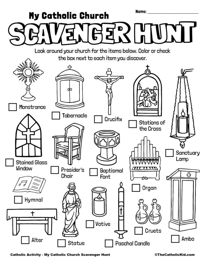 Catholic Scavenger Hunt for Kids - Free Printable - TheCatholicKid.com