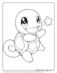 Cute Star-Holding Squirtle Coloring Page