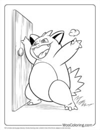 Door Blocked by Snorlax Coloring Page