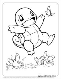 Excited Squirtle Leap Coloring Sheet