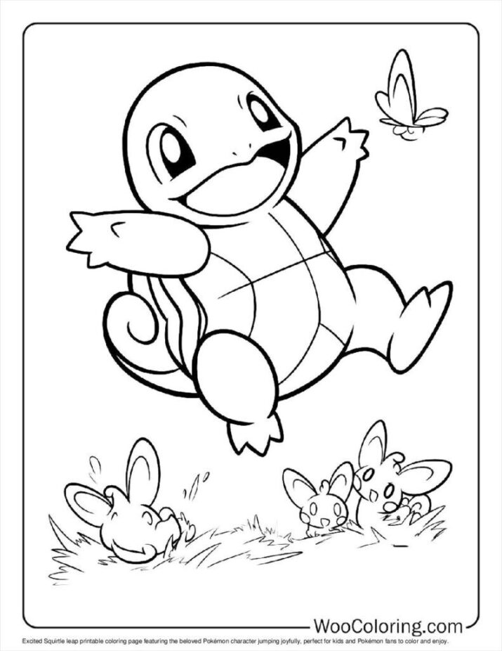 Excited Squirtle Leap Coloring Sheet