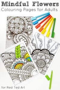 Flower Coloring Page for Grown Ups - Red Ted Art - Kids Crafts