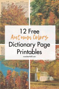 Free Autumn Colors Dictionary Page Printables