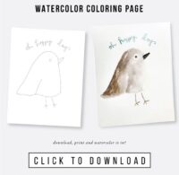 Free printable watercolor coloring page - JONES DESIGN CO.