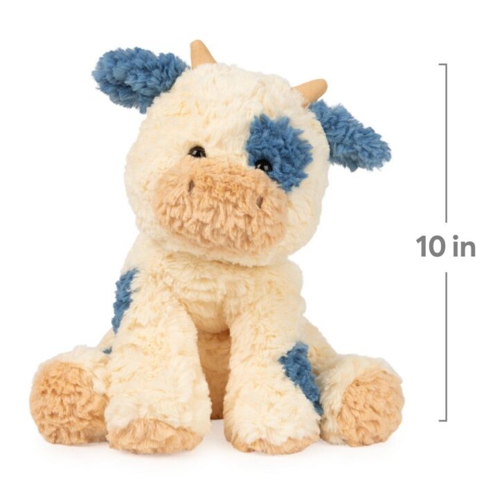 GUND Cozys Collection Cow, Stuffed Animal for Ages 1 and Up, Spring Decor Plush Toy, Cream/Blue, 10”