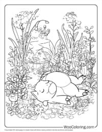 Garden Scene with Snorlax Coloring Page For Kids