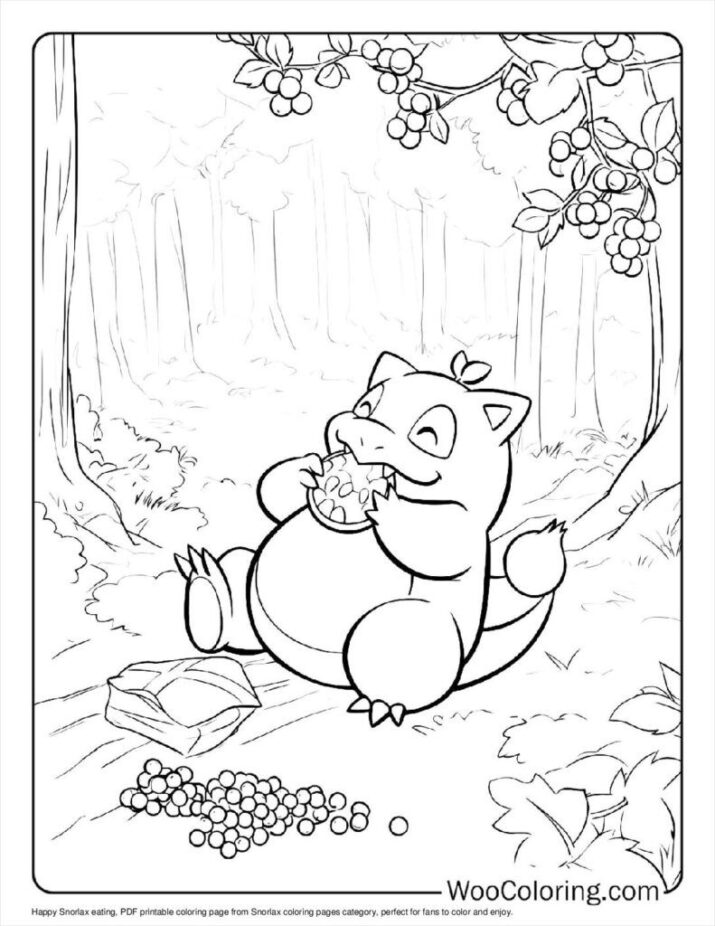 Happy Snorlax Eating To Color