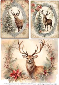 Holiday Stags | Rice Paper | A4 8.3" X 11.7" | Decoupage Central