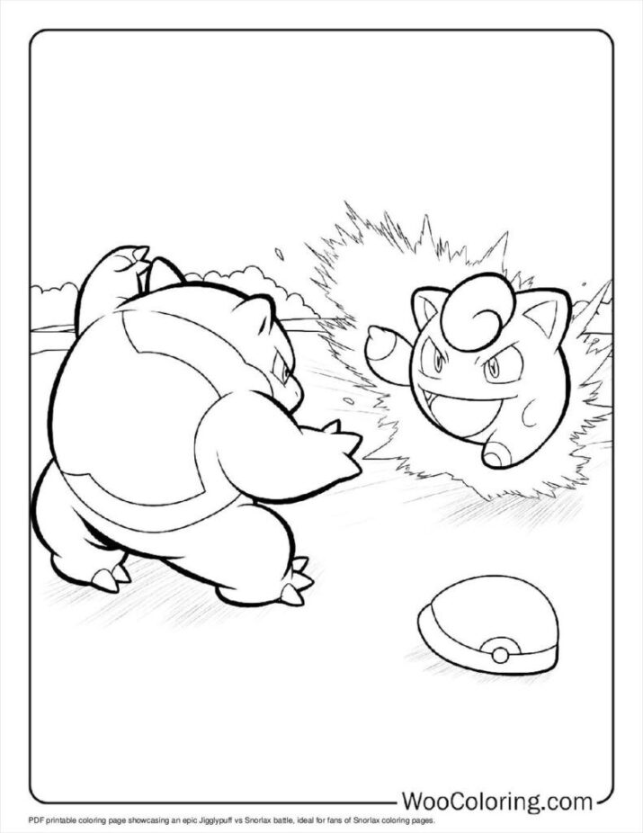 Jigglypuff vs Snorlax Coloring Page