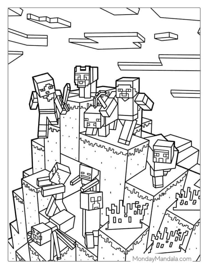 Minecraft Poster Art Coloring Page (Minecraft Coloring Page)