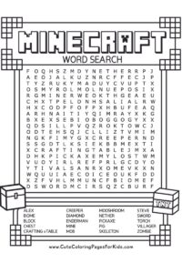 Minecraft Word Search: Fun Free Printable Activity for Big Kids