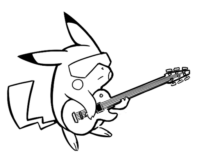 Pikachu Playing Guitar Coloring Pages