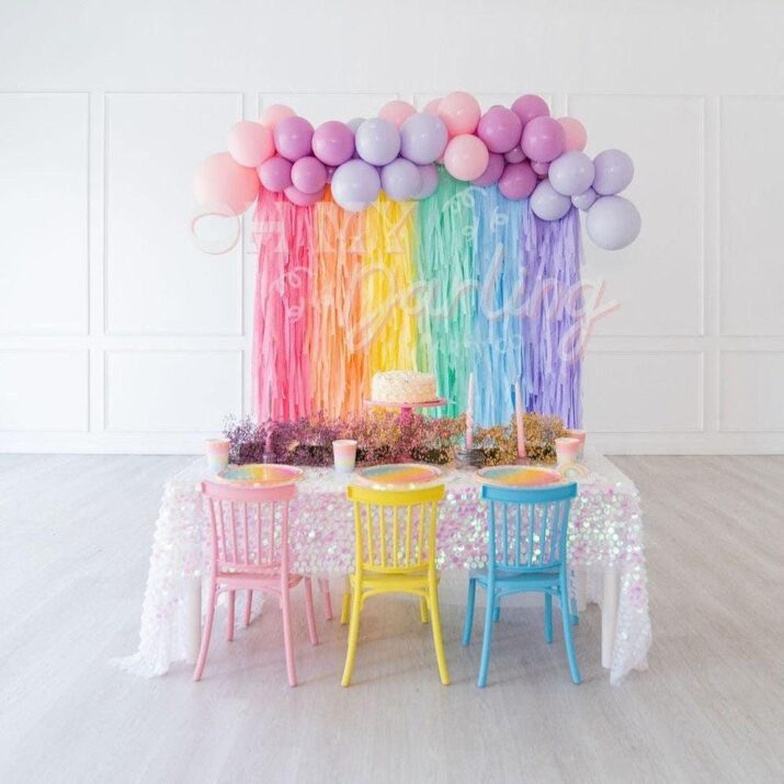 Pretty Pastel Rainbow Fringe Backdrop for Unicorn Party Decor - Rainbow Backdrop for Birthday Party Decor - Personalized Decor RainbowFringe