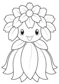 Printable Pokemon Bellossom Coloring Page for Kids to Color