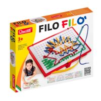 Quercetti Filo Play Set - A Novel Lacing Tool with 18 Pattern Templates to Create Art with String- for Ages 4 and Up (Made in Italy)