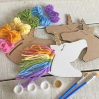 Rainbow Unicorns Kid Craft - Paint and Yarn Included - Pastel, Neon and Bright Colors