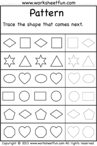 Shape Patterns – Trace the shape that comes next – One Worksheet / FREE Printable Worksheets