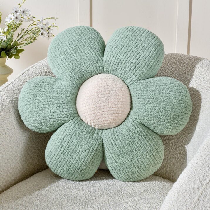 Sioloc Flower Pillow Flower Throw Pillow Aesthetic Floor Cushion Decorative Throw Pillow for Bed,Couch(Sage Green,15.7")