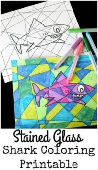 Stained Glass Shark Coloring Page