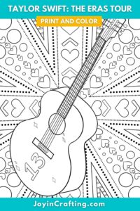 Taylor Swift Guitar The Eras Tour Coloring Pages