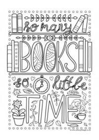 With Freedom, Books, Flowers Colouring Page