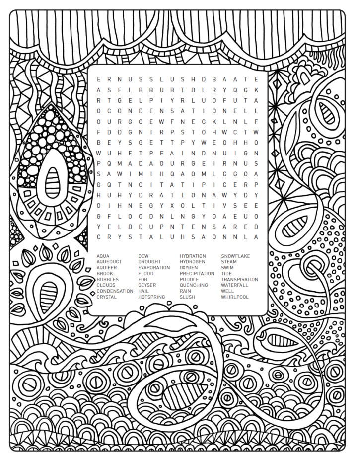 Word Search Colouring Page: World of Water