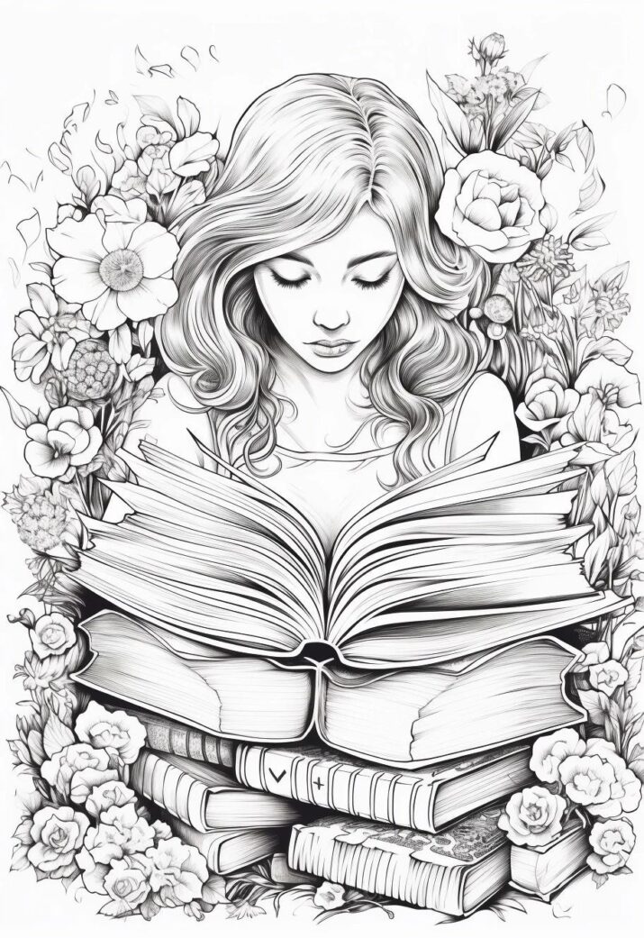 20 Free coloring page of book lovers bookstore coloring sheets for adults