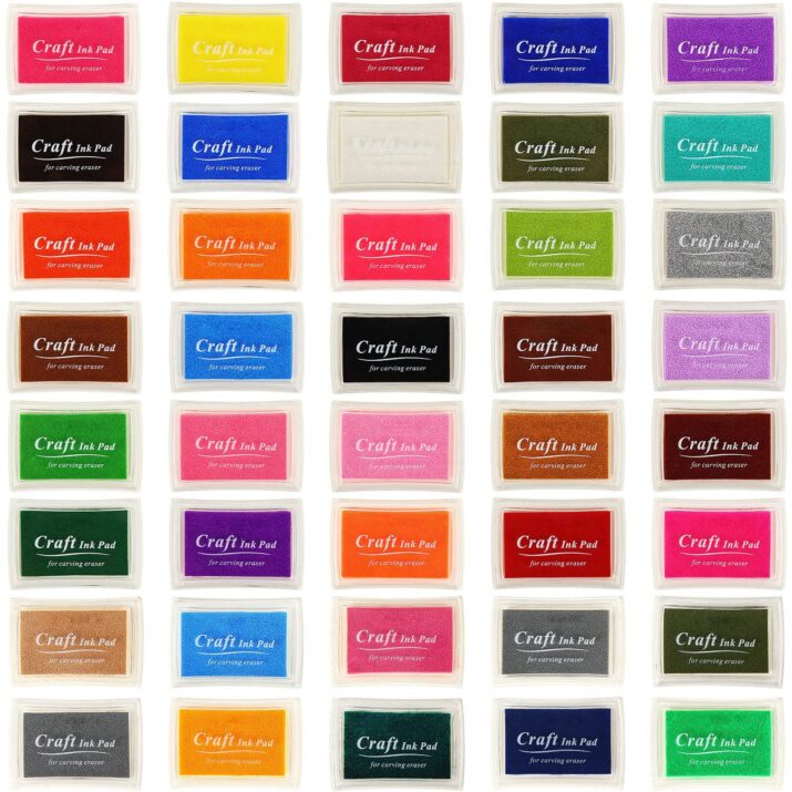 40 Colors Craft Ink Pad Washable Stamp Pad Finger Ink Pads for Rubber Stamps Kids DIY Paper Wood Fabric Scrapbooking Stamping Paint Gift