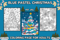 Blue Pastel Christmas Coloring Page for