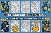 Blue and Gold Christmas Coloring Page Fo