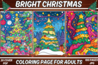 Bright Christmas Coloring Page for Adult