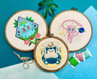 Bulbasaur Mew Snorlax Pokémon Embroidery Pattern -  DIY Beginner Hand  Embroidery Pattern