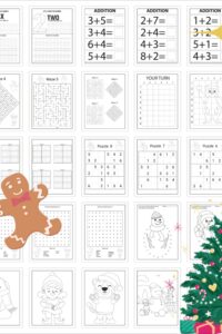 Christmas activity book first graders, worksheets first graders Christmas, homeschool worksheets,