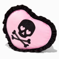 Claire's Heart Eyes Skull & Crossbones Pink Heart Pillow